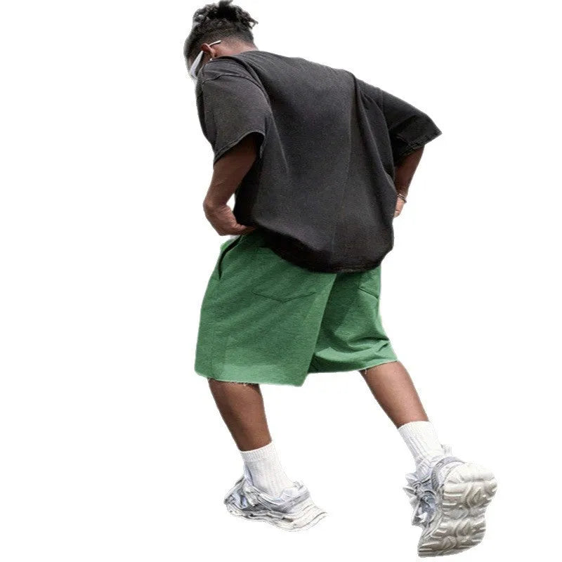 Men's straight leg trousers in polyester fabric for sports and street hip-hop style