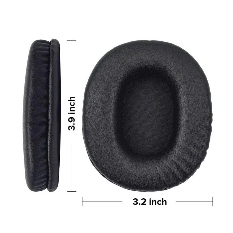 Two black PU leather headphone earmuff covers for Sony 1R model, shown as a pair.