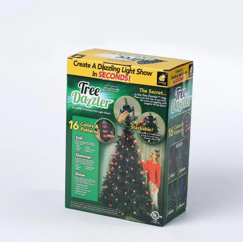 64 LED bead Christmas tree light string with button controller on a 1.8-metre cable.