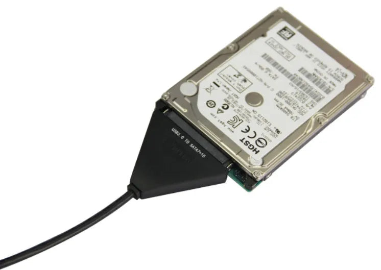 Black USB 3.0 to SATA adapter cable with 7+15 pin connector and separate power line for hard drives