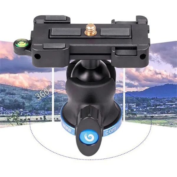 Black aluminium alloy and plastic desktop tripod stand holding a mobile phone.