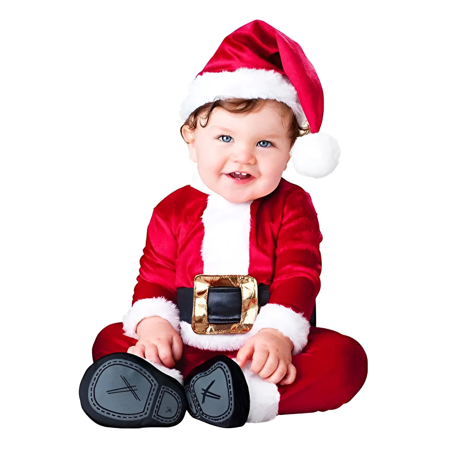 Christmas baby romper long sleeve with festive print, unisex, sizes 80-100cm