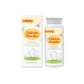White 100g container of talcum powder with honeysuckle flower extract