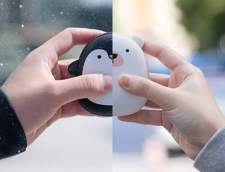 Cartoon penguin polar bear design USB rechargeable hand warmer with power bank function