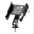 Aluminium alloy motorcycle bicycle phone holder mounted on handlebars in black colour