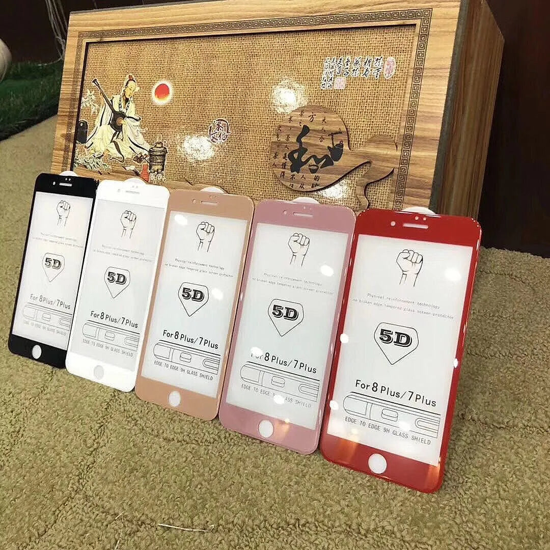 Red powder gold cold carved tempered glass full screen cover for iPhone models, HD anti-fingerprint front film