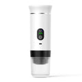 Black portable electric capsule coffee machine with LCD display for use in cars and outdoor travel