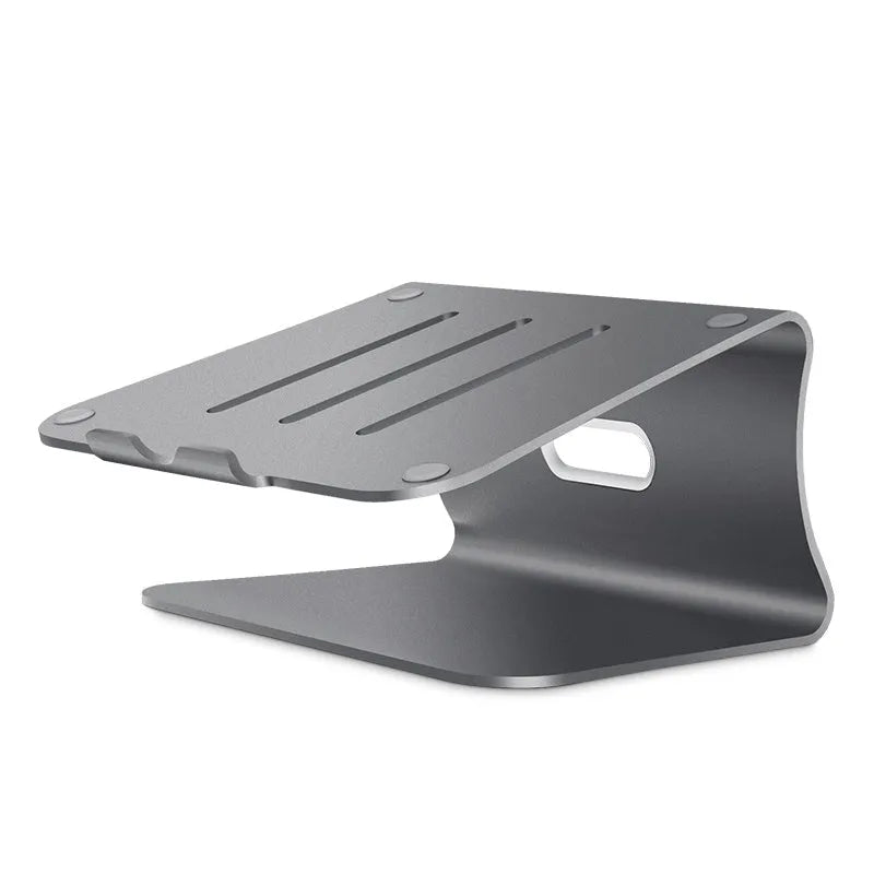 Aluminium notebook cooler stand with a rotary base in silver and grey colour options.