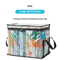 Large foldable PVC buggy bag with transparent window, shown in black and white colour options.
