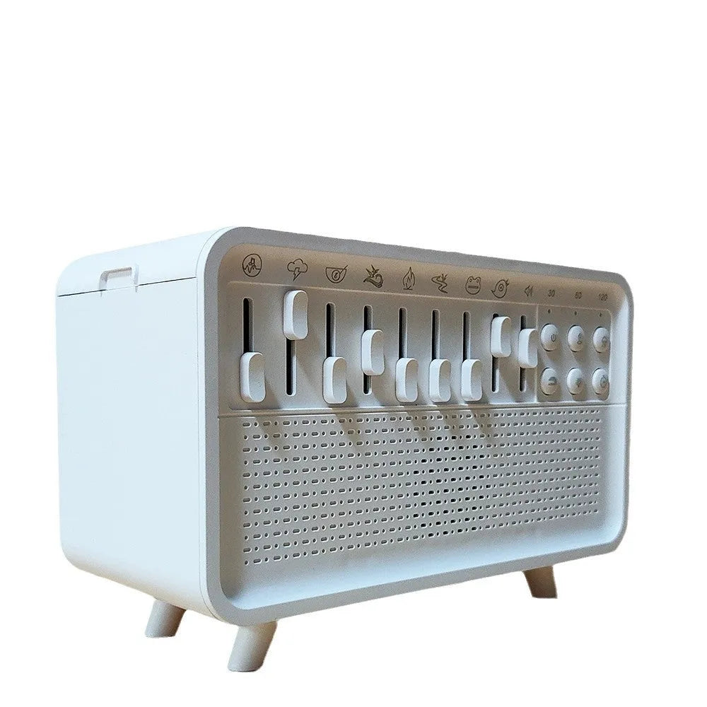 White geometric 3-in-1 Bluetooth speaker with white noise sleep machine, night light and humidifier functions
