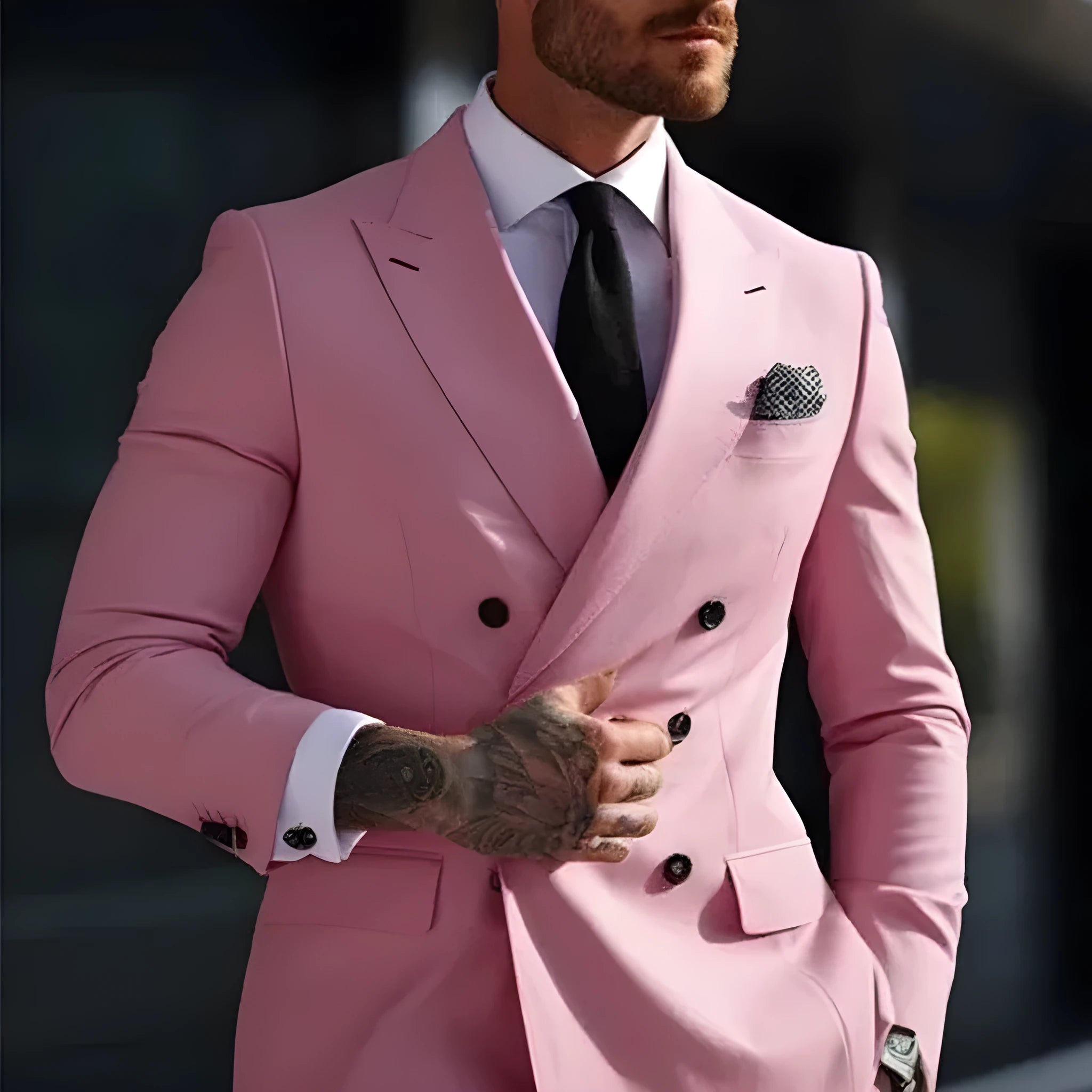 Man wearing a grey Korean-style slim fit two-piece business casual suit