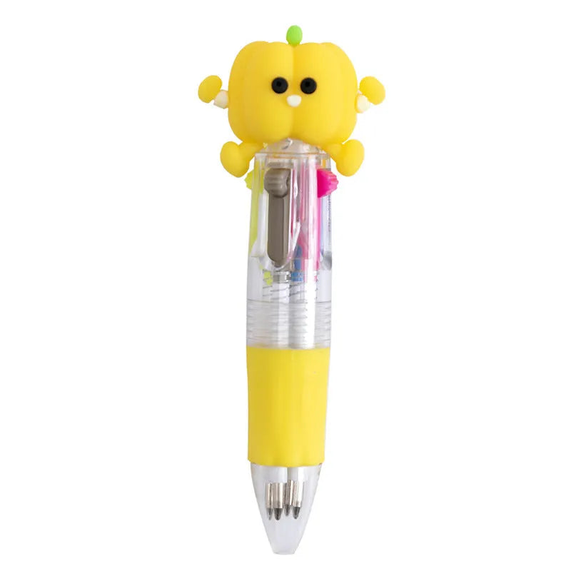 Cartoon four-colour press ballpoint pen with 0.7mm bullet tip in random design selection
