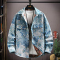 Casual lapel shirt coat in polyester available in black, blue, apricot, red, and violet.
