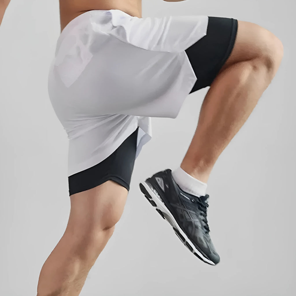 Men's camouflage print quick-dry sport shorts in cotton blend with milk silk lining