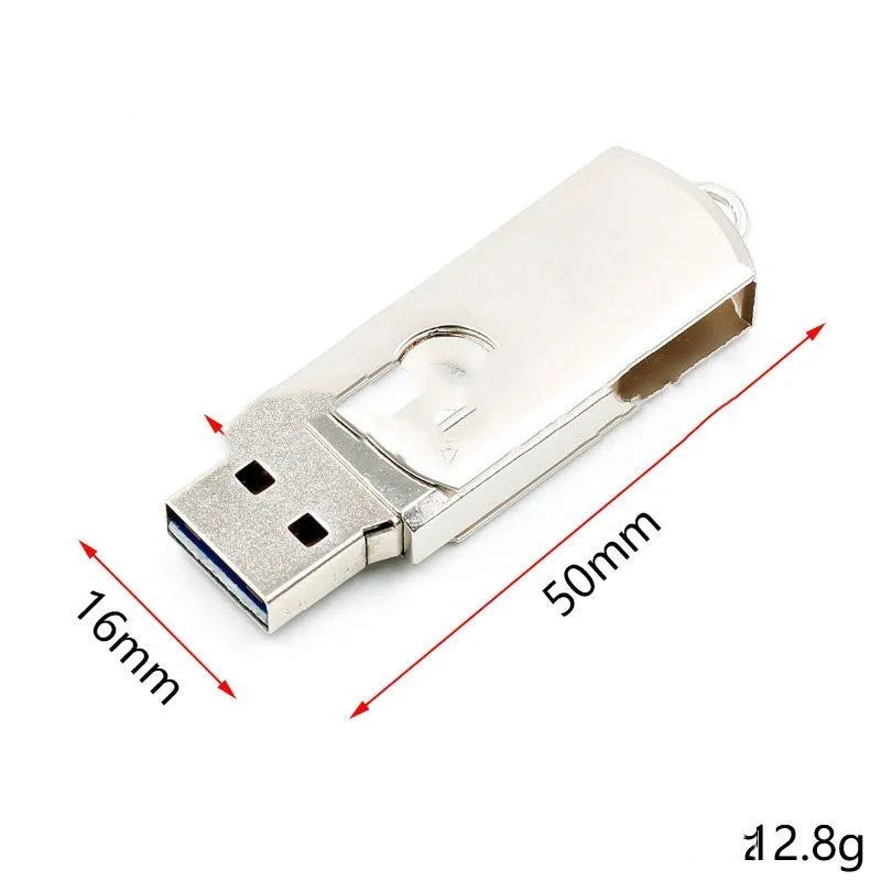 Compact 50mm by 16mm USB programmer for ATMEGA32U4 microcontroller chip development.