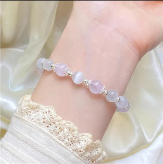 Opal amethyst crystal bracelet with moon shape design larger than 20mm