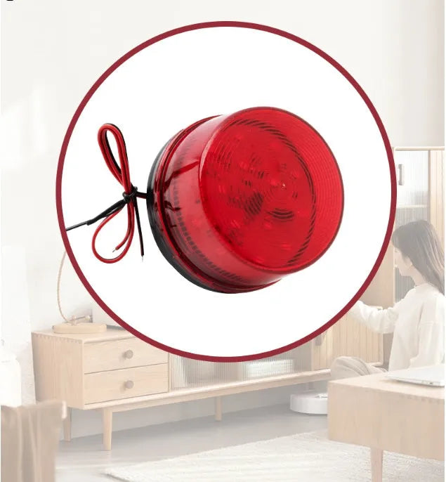 24V warning and alarm light in red, yellow, blue, or green colours measuring 73mm diameter