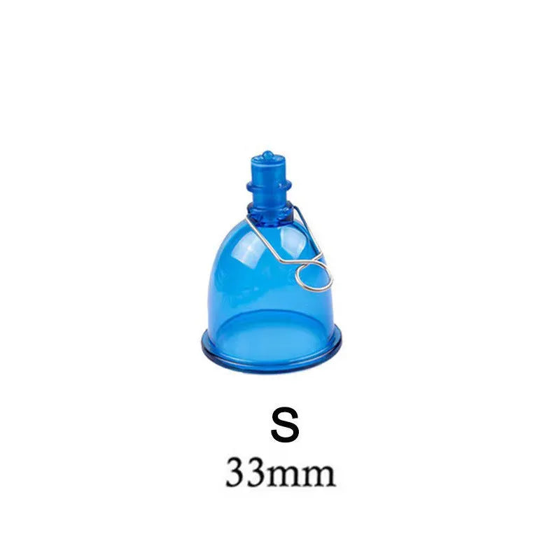 Blue silicone male physical stretch exerciser showing S, M, L size options