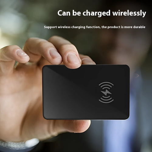 Black ABS and glass wireless charging pet tracker with NFC card design and hanging hole