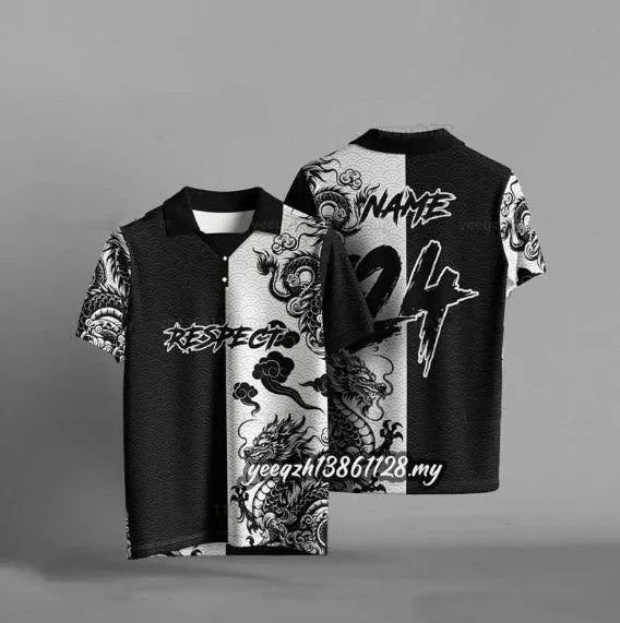 Black loose-fit short sleeve t-shirt with a 3D digital printed graphic design on the front.