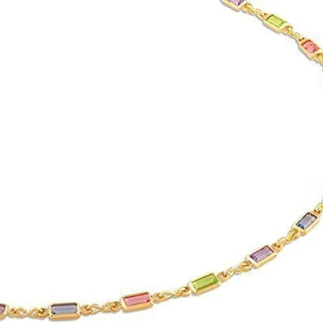 Geometric crystal necklace with alloy chain and random colour electroplated finish