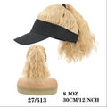 Women's short hairstyle hooded wig with horse tail waves on nude hat base in multiple colour options