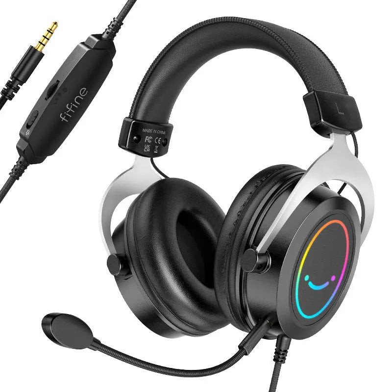H3 head-mounted wired gaming headset in black for e-sports with 4D sound effect