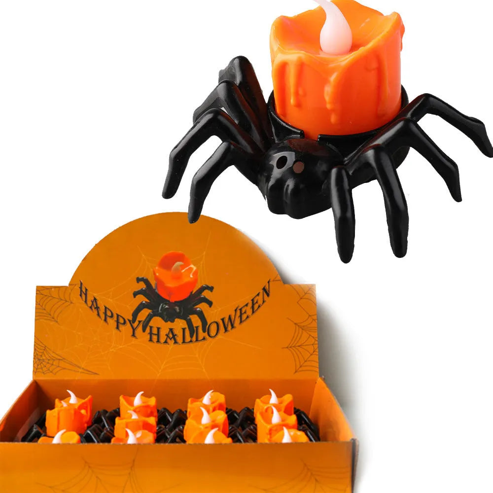 Halloween spider candlestick ornament plastic decorative candle light 7x8.5x5cm