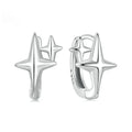 Minimalist silver star clip-on earrings with XINGX detail for women.