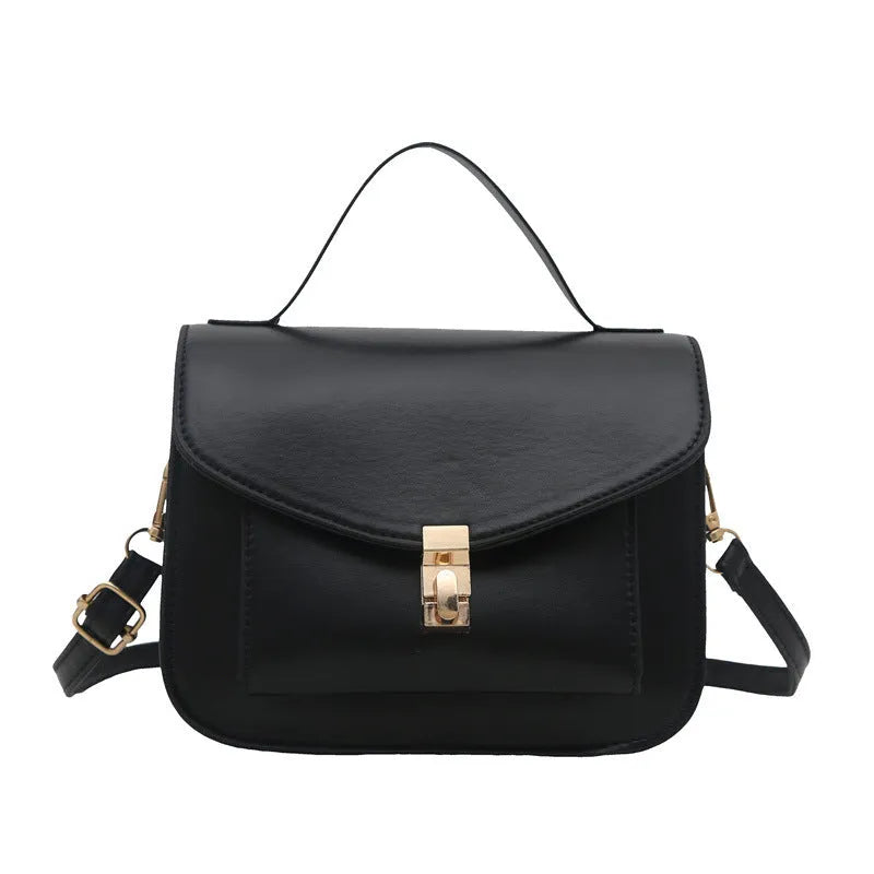 Retro style messenger bag in dark brown with sandwich pockets and crossbody strap
