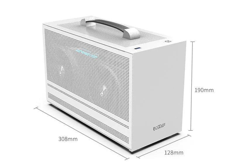 Hummingbird PRO Mini-ITX desktop computer case in titanium grey and white finish options.