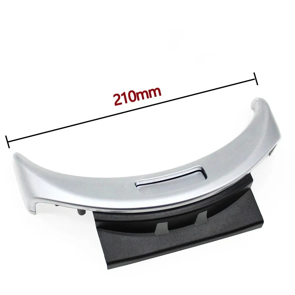 Electroplated replacement panel for Mercedes C-Class GLC-Class armrest button in silver, black, or carbon finish.
