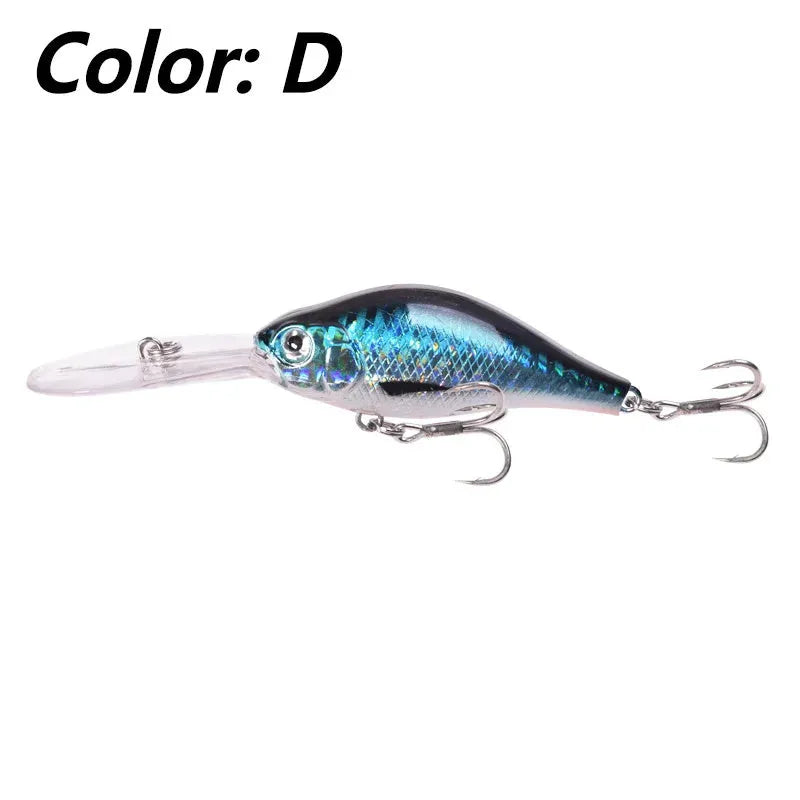 Little Fat Man deep diving fishing lure measuring 10.5 cm in length with long tongue board design
