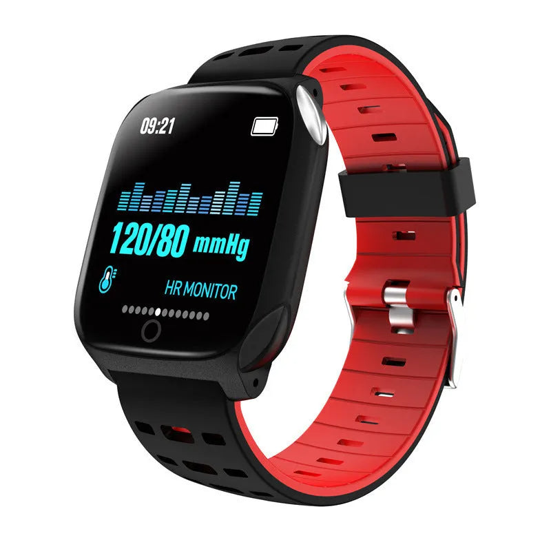 F16 smart watch with ECG monitoring for blood pressure and heart rate on silicone wristband