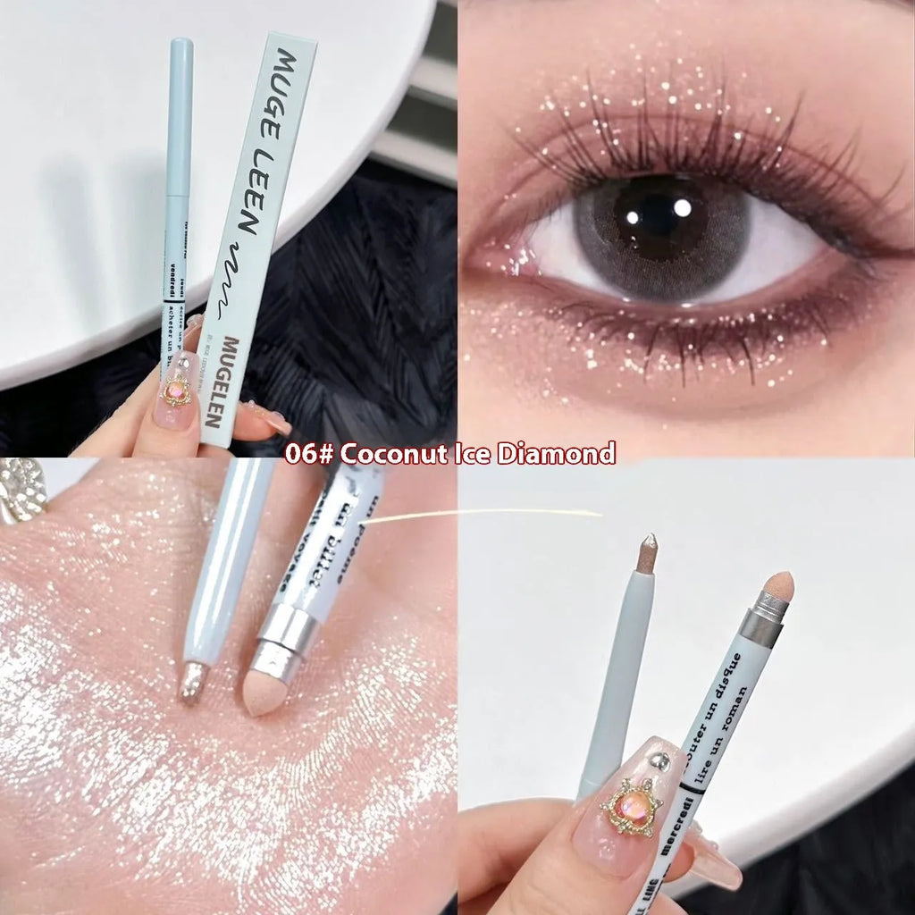 Waterproof brightening 2-in-1 eyeliner and eye shadow pen in multiple colour options on a white background.