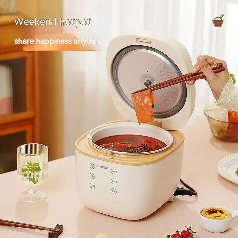 White intelligent multi-function rice cooker with 3 litre capacity and six cooking functions