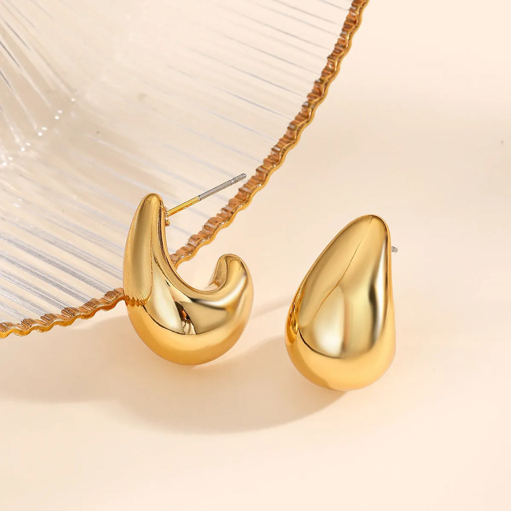 Acrylic water drop earrings with electroplated glossy finish, geometric simple design