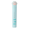 Set of four mini folding scissors with cat paw handles in pink, white, black, and blue colours, shown closed.
