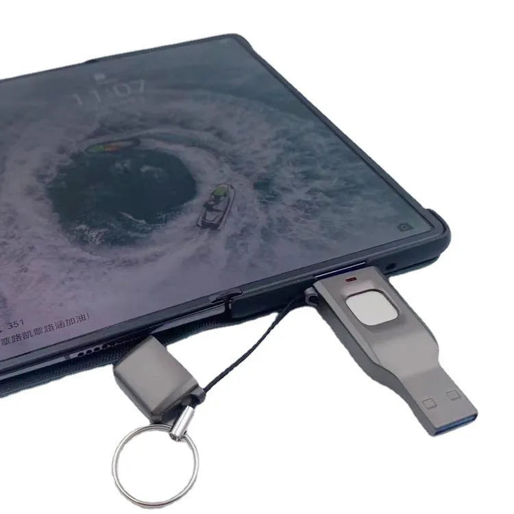 Fingerprint encrypted USB flash drive with dual USB 3.0 and Type-C interfaces