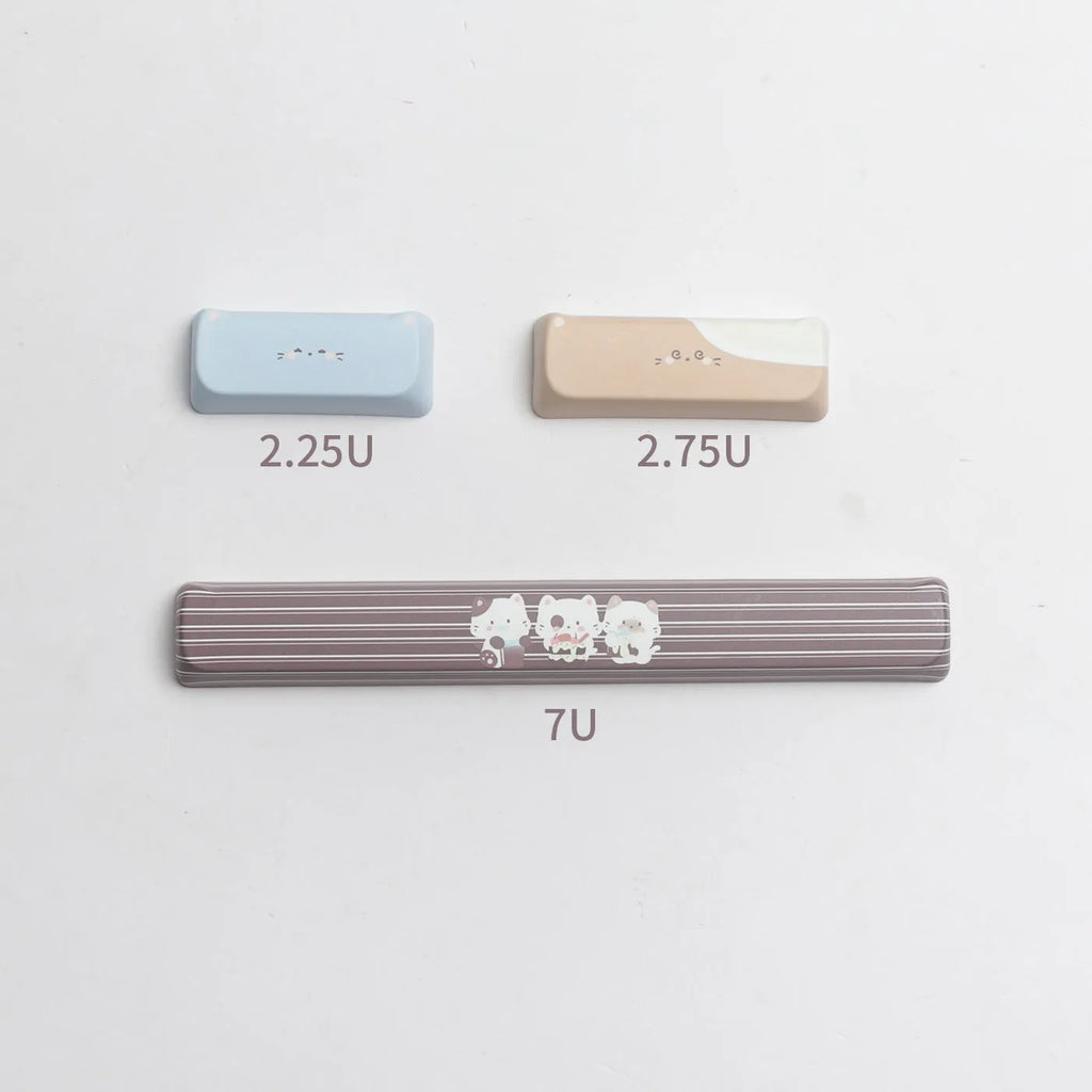 High Sea Salt Cat PBT sublimation keycaps full set with March space and 7u supplement keys