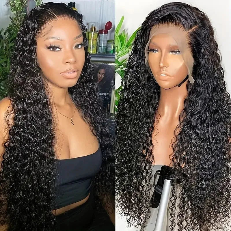 Fashion front lace synthetic wig with long curly hair and side bangs, available in multiple colours and sizes for ladies