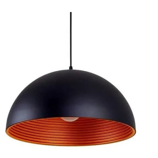 Industrial style chandelier double-layer semicircle outer black inner gold pendant light for office