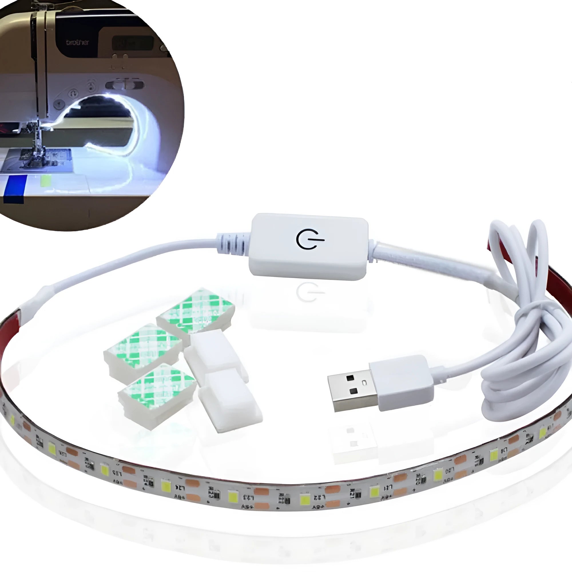 Photon Lighting flexible USB LED light strip with touch control on a white background.