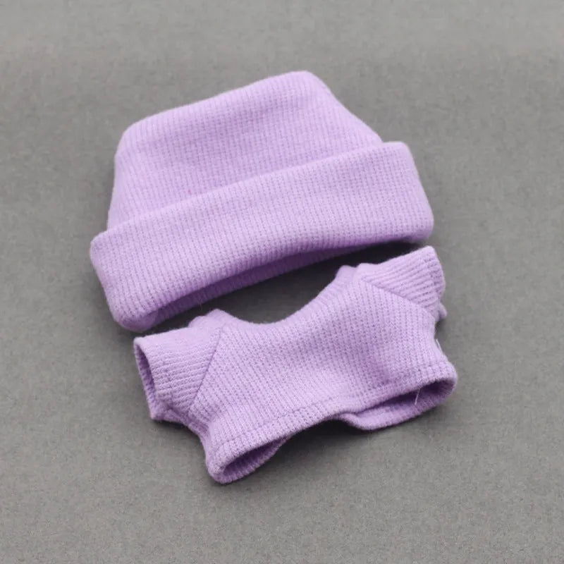 Flanging hat and T-shirt doll clothes set for 18-inch fashion dolls in multiple colours