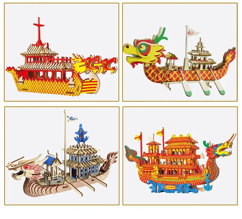 Wooden pirate ship assembled model kit with sticker details, 17x21cm, for teenagers aged 7-14
