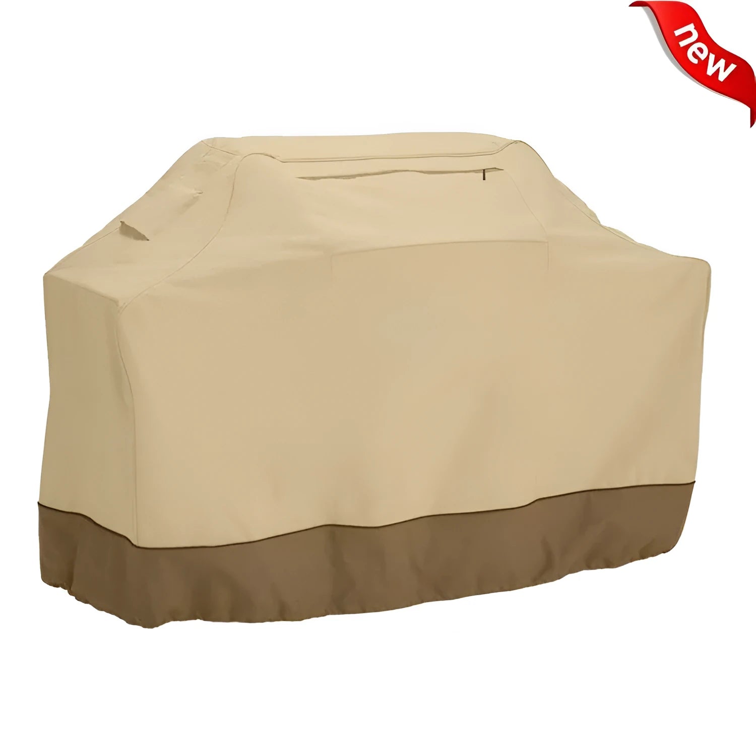 Beige polyester outdoor barbecue cover shown in a Nordic style, with size options available.