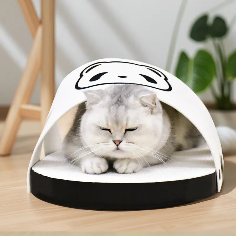 White corrugated paper cat scratch board in slipper-style design for furniture protection