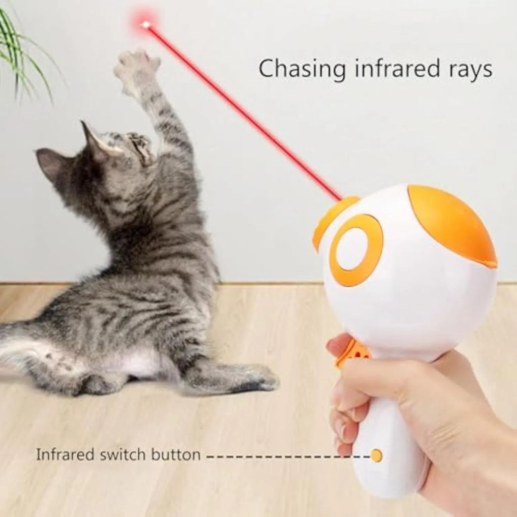 Green, orange, and pink dog treat launcher toy for interactive feeding and training.