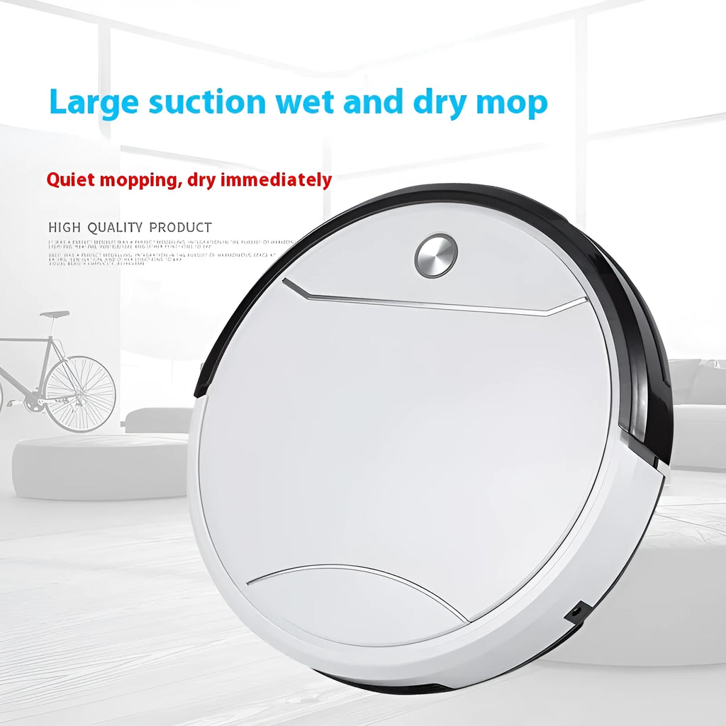 Jieshi D502 automatic recharge sweeping robot in white and black with remote control, 300ml capacity