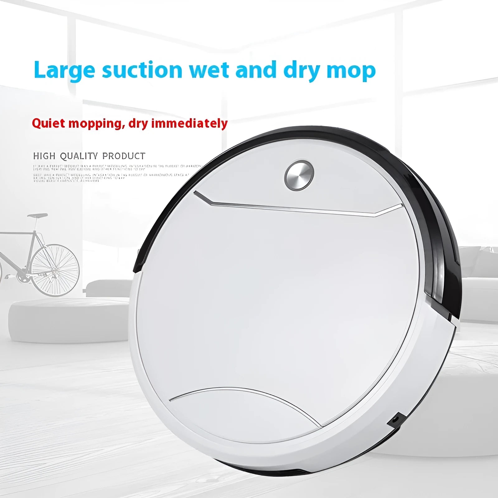 Jieshi D502 automatic recharge sweeping robot in white and black with remote control, 300ml capacity